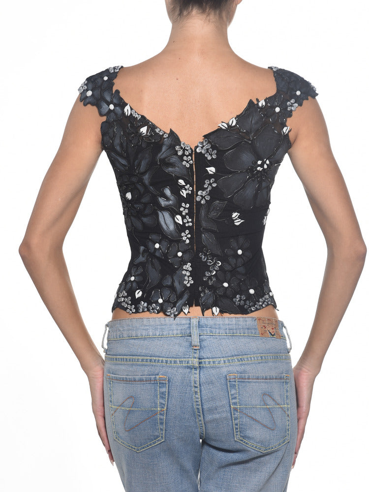 T1220W V-Front Extended Sleeves Corset Top 022 – Ema Savahl Couture