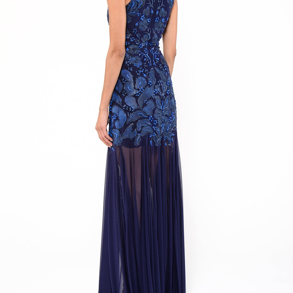 Floor Length V-Neck Gown – Ema Savahl Couture